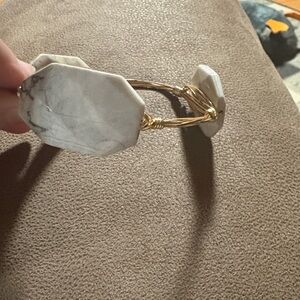 Bourbons and Bowties Bangle 
Gold Wire Wrapped White Stone Bracelet